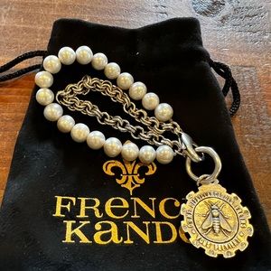 French Kande Pearl and silver bracelet. Measures 8” in length.